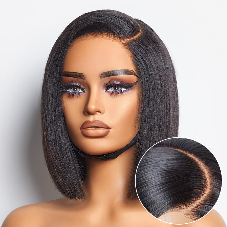 Put On & Go Blunt Cut Straight Bob Minimalist HD Lace Glueless C Part Wig-14
