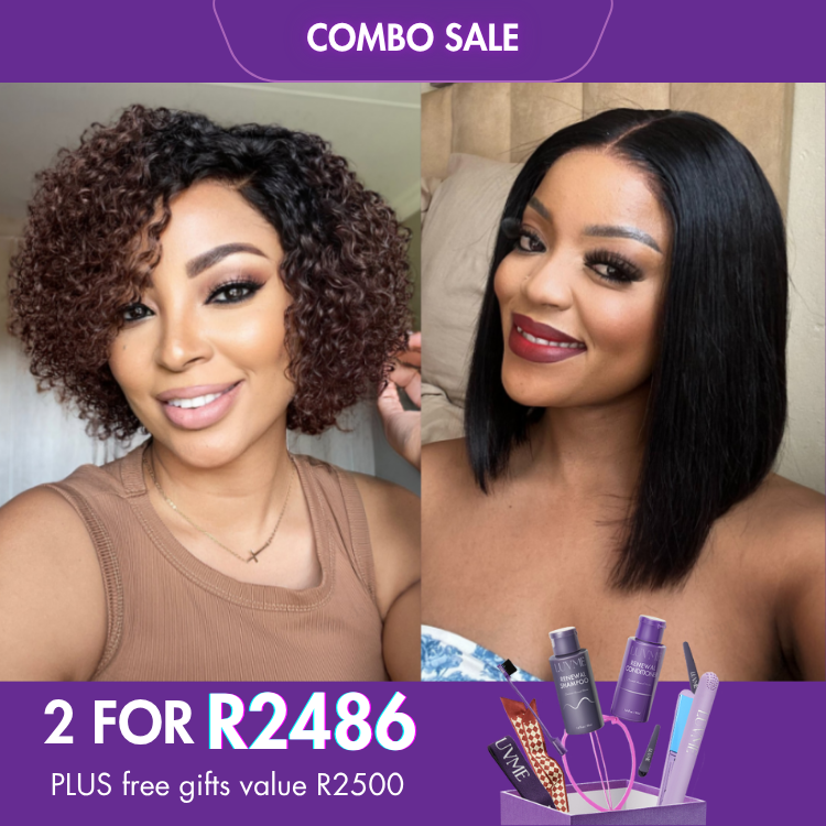 2 For 1 |  Ombre Brown Fluffy Kinky Curl Glueless Minimalist HD Lace Wig + Silky Straight Glueless 4x4 Closure Lace Wig Middle Part-06