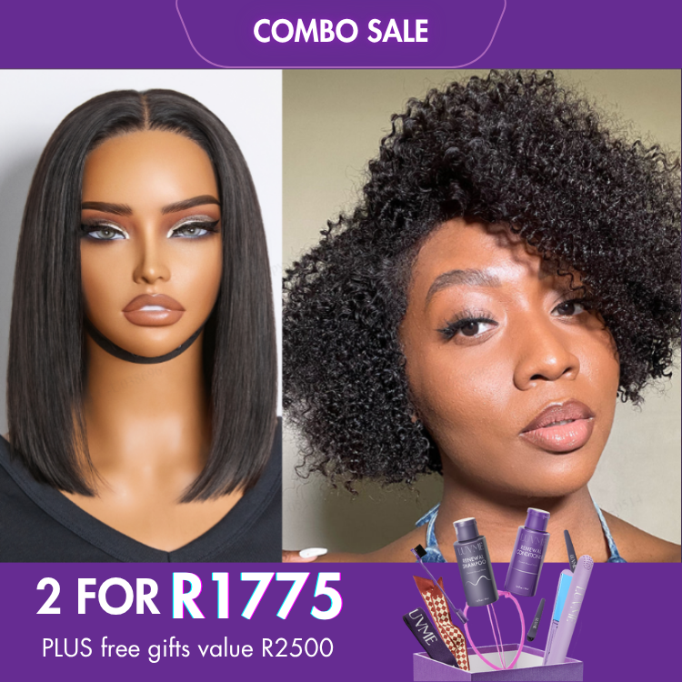 2 For 1 | Silky Straight Glueless 4x4 Closure Lace Wig Middle Part+Kinky Edges Jerry Curly 5x5 Closure Lace Glueless Side Part-05