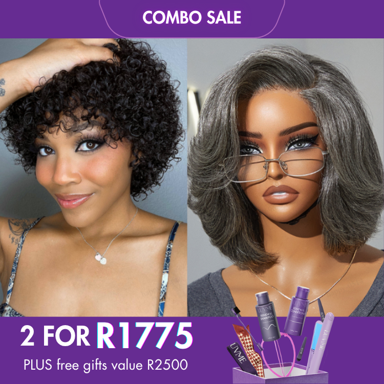 2 For 1 | Bouncy Glueless Wig With Bangs+ Layered Bob Glueless Pre-Cut Minimalist Lace Grey Wig-05