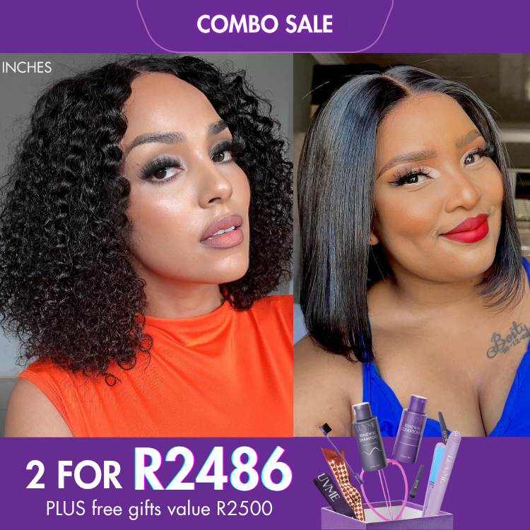 2 For 1 | Deep Curl Bob Glueless 4x4 Closure Lace  Uncut lace Wig+Silky Straight Glueless 4x4 Closure Lace Wig Middle Part-04