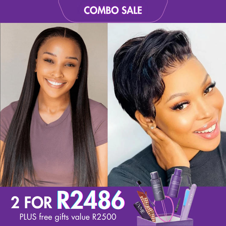 2 For 1 | Silk Straight Glueless 13x4 Frontal HD Lace Wig Middle Part + Super Hot Pixie Cut Glueless HD Lace Wig-04