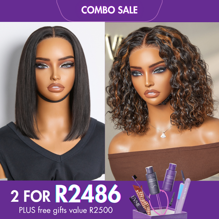 2 For 1 | Silky Straight Glueless 4x4 Closure Lace Wig Middle Part+ Deep Wave 4x4 Closure Lace Wig Middle Part-07