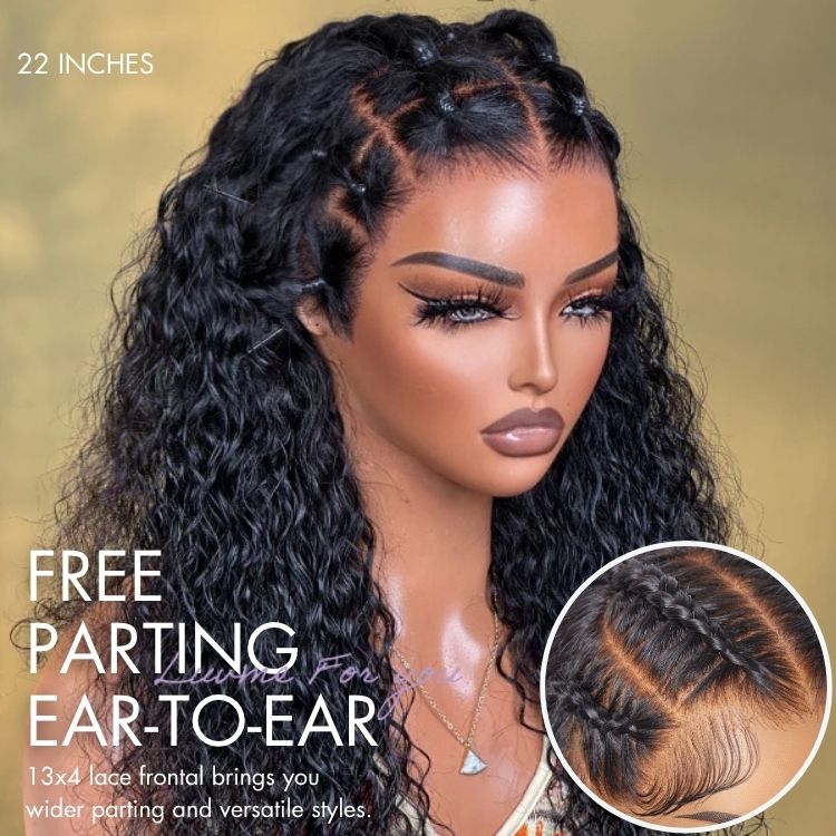 [tshegoteelux11]'s Special Link PreMax 180% / 250% Density Water Wave Glueless Flexi-Fit Drawstring 13x4 Frontal Lace Fluffy Curly Wig Pre-Cut Lace-07