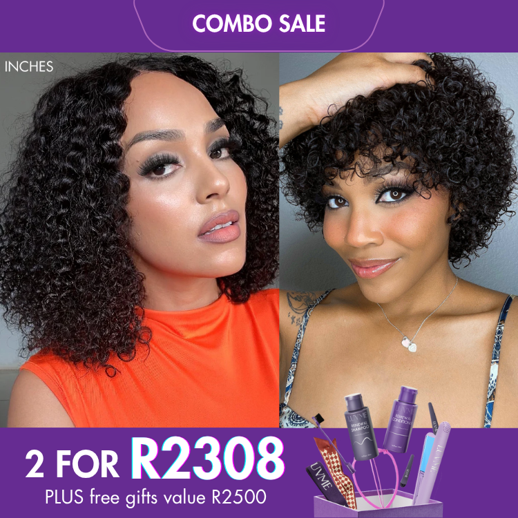 2 For 1 | Deep Curl Bob Glueless 4x4 Closure Lace Wig+Natural Lightweight Bouncy Glueless Wig With Bangs-04