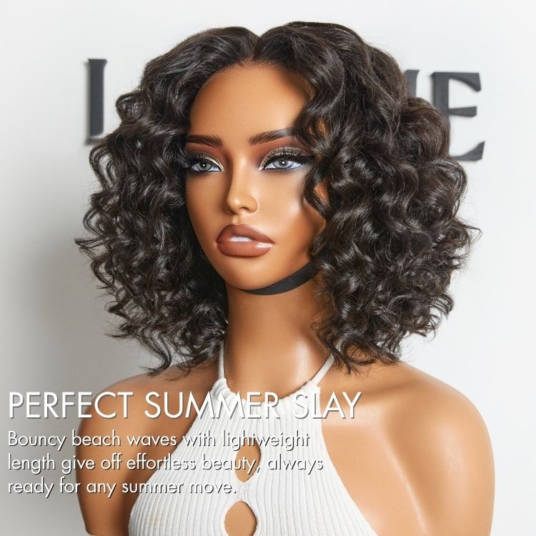 Worth | Lightweight & Voluminous Beach Wave Glueless 13x4 Lace Front Short Wig for Summer Pre-Cut Lace-03
