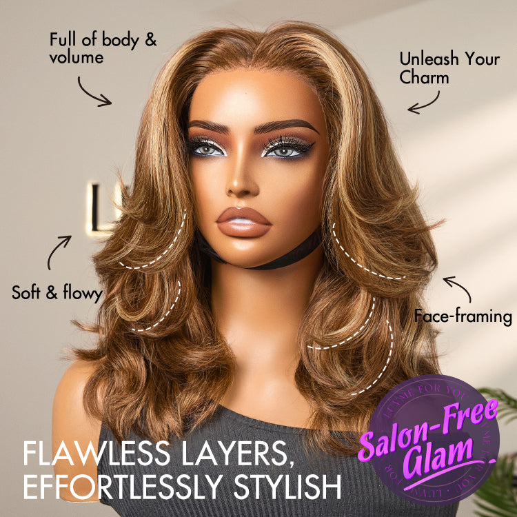 PreMax Blonde Highlight Layered Body Wave Glueless 13x4 Frontal Lace Long Wig Human Hair Pre-Cut Lace-06