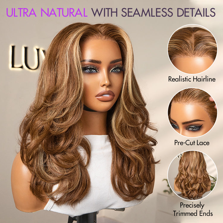 PreMax Blonde Highlight Layered Body Wave Glueless 13x4 Frontal Lace Long Wig Human Hair Pre-Cut Lace-03