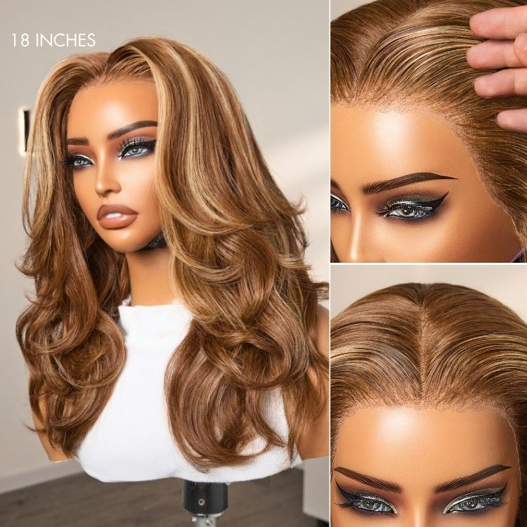 PreMax Blonde Highlight Layered Body Wave Glueless 13x4 Frontal Lace Long Wig Human Hair Pre-Cut Lace-04