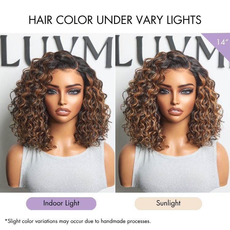 Luvme All-Day Comfort™ Wig Brown Highlight Deep Wave Glueless Minimalist HD Lace Curly Wig Pre-Cut Lace-07