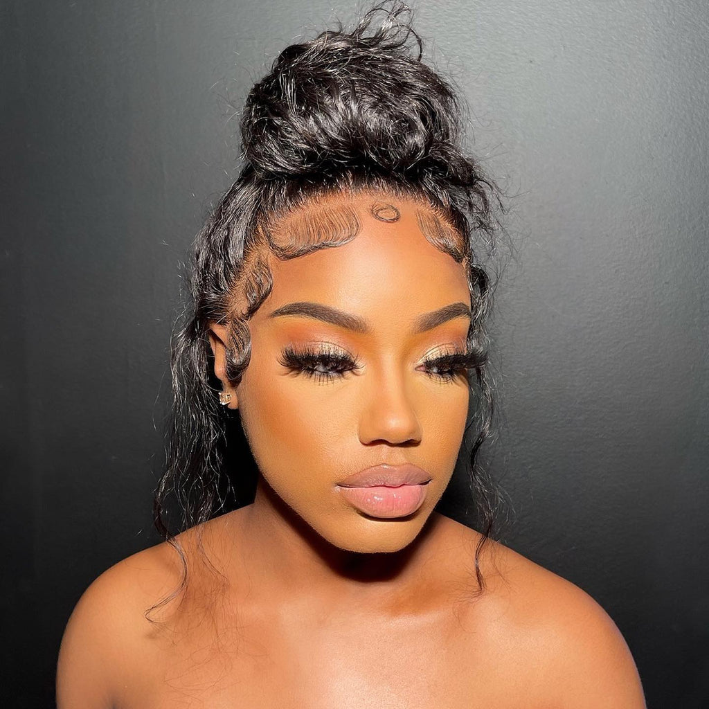 Worth | Natural Black Deep Wave Wig HD Full Lace 14 inches Free Part-01