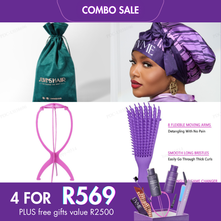4 For 1 | Plush Bag For Storing wigs + Detangle Brush + Double Layer Silk Sleep Cap + Travel Wig Stand-04