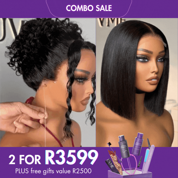 2 For 1 | Glueless 360 Lace Super Natural Hairline Water Wave Free Part Wig+Glueless 4x4 Closure Lace Natural Black Bob Wig-05