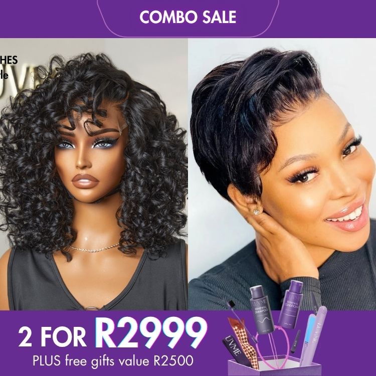 2 For 1 | Mature Bouncy Left C Part Loose Wave Glueless Minimalist HD Lace Wig + Super Hot Pixie Cut Glueless HD Lace Wig-05