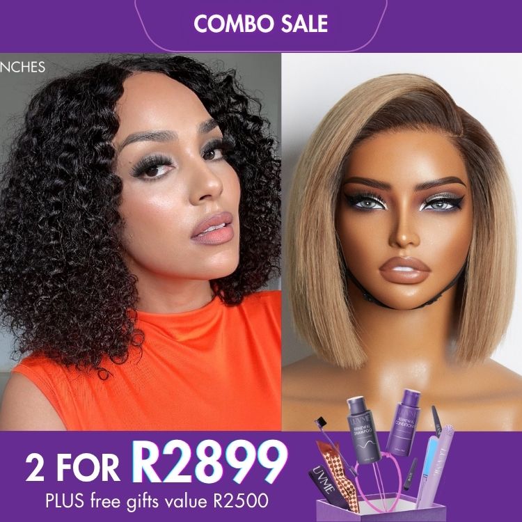 2 For 1 | Soft Deep Curl Bob Glueless 4x4 Closure Lace Wig+Ash Blonde Blunt Cut Straight Bob HD Lace Glueless C Part Wig-01