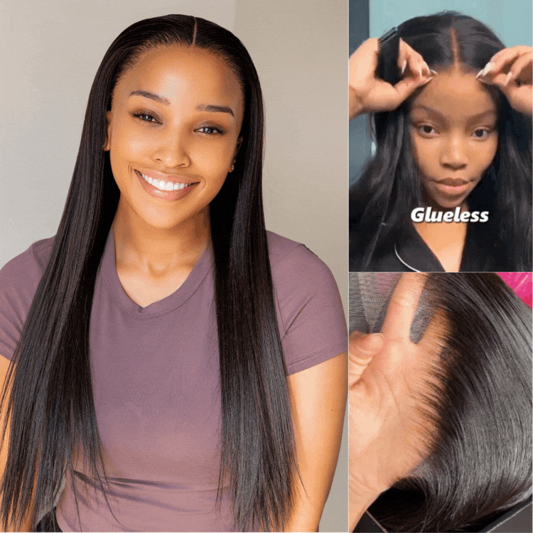 PreMax Wigs | Ultra Natural Hairline Brown Highlight & Natural Black Silky Straight Glueless 13x4 Frontal Lace Long Wig Pre-Cut Lace-01