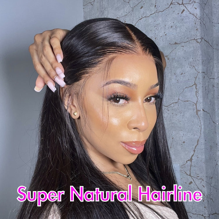 Special Link PreMax Wigs | Ultra Natural Hairline Brown Highlight & Natural Black Silky Straight Glueless 13x4 Frontal Lace Long Wig Pre-Cut Lace-10