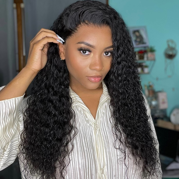 Outlet | Stunning Water Wave 4*4 Side Part Lace Wigs-06