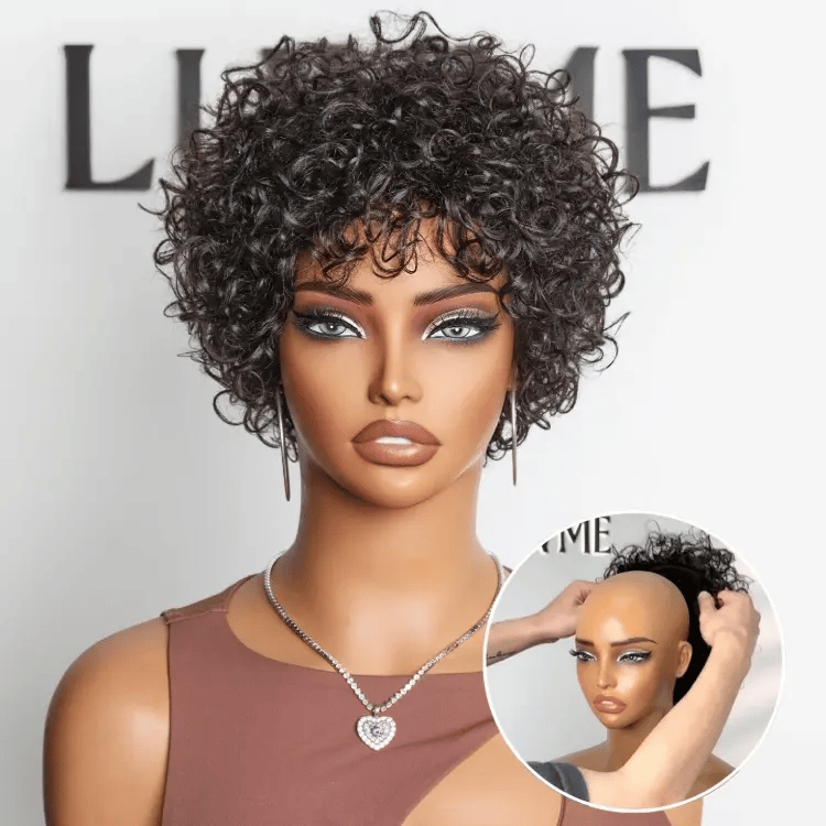 Worth I Beginner Friendly Throw On & Go Short Bouncy Curls with Bangs Glueless Wig 100% Human Hair-01