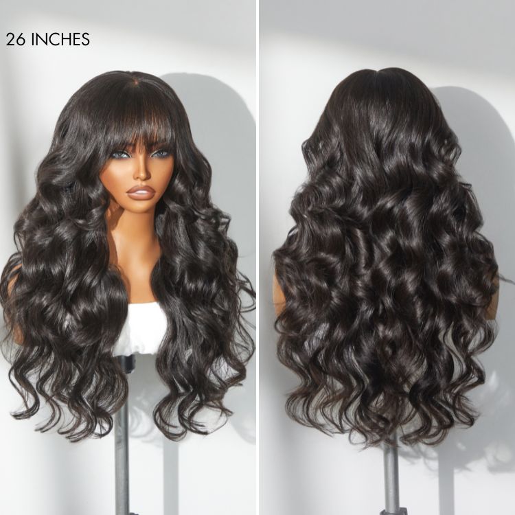 Luvme All-Day Comfort™ Wig Ombre Blonde Highlight Loose Body Wave Glueless 7x6 Closure HD Lace Human Hair Wig with Bangs Pre-Cut Lace-29