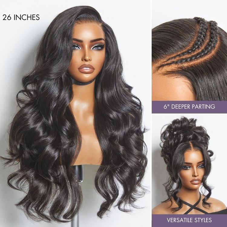 Luvme All-Day Comfort™ Wig Ombre Blonde Highlight Loose Body Wave Glueless 7x6 Closure HD Lace Human Hair Wig with Bangs Pre-Cut Lace-31