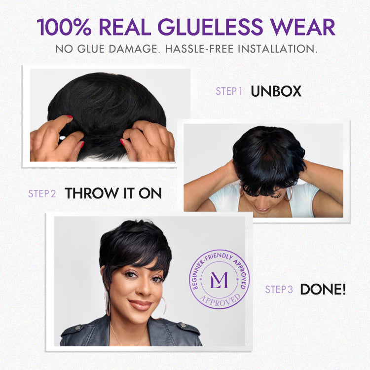 [kgaugelo.mamabolo]'s Special Link Throw On & Go Short Cut with Bangs Wig Ultra Comfort Cotton Cap Glueless Wig Hair Loss Friendly-08