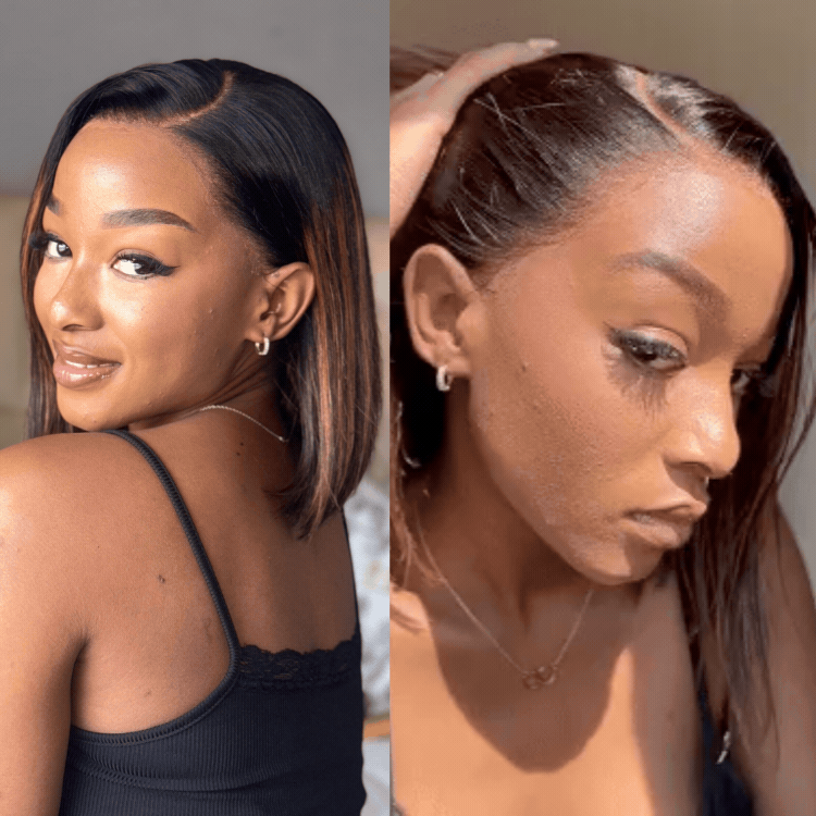 [Lebo_dosreis]'s Special Link-PreMax Wigs | Brown Highlight Silky Blunt Cut Bob Glueless Lace Wig With Pre-Bleached Pre-Plucked Pre-Cut Lace-01