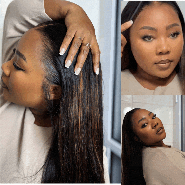 [third_one]'s Special LinkPreMax Wigs | Ultra Natural Hairline Brown Highlight & Natural Black Silky Straight Glueless 13x4 Frontal Lace Long Wig Pre-Cut Lace-01