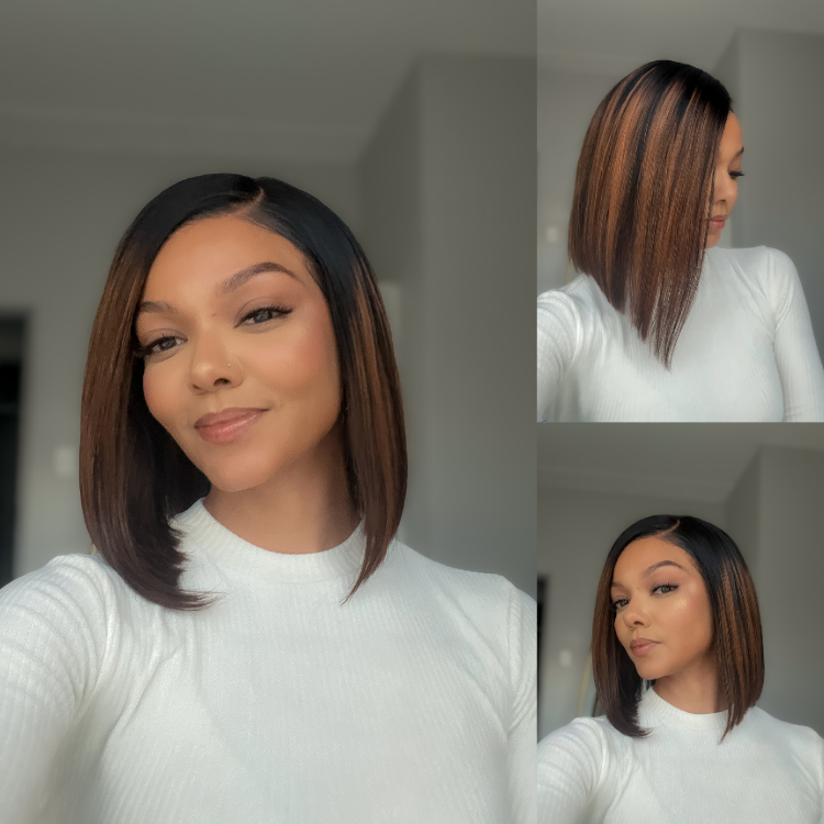[sivadine_]'s Special LinkPreMax Wigs | Brown Highlight Silky Blunt Cut Bob Glueless Lace Wig With Pre-Bleached Pre-Plucked Pre-Cut Lace-01