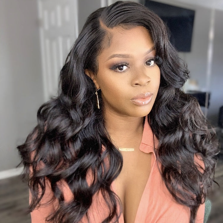 Worth | Natural Black  Loose Body Wave Glueless 13x4 Frontal Lace Wigs-01