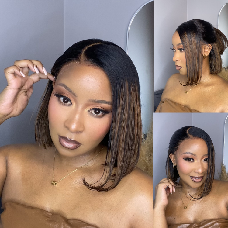 [tobeymbatha]'s Special Link PreMax Wigs | Brown Highlight Silky Blunt Cut Bob Glueless Lace Wig With Pre-Bleached Pre-Plucked Pre-Cut Lace-01