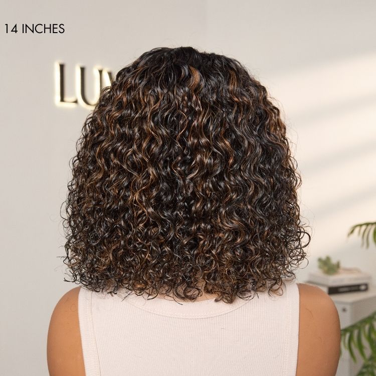 Outlet | Wet and Wavy Brown Highlight Glueless 5x5 Closure Pre-Cut Lace Water Wave Wig-05