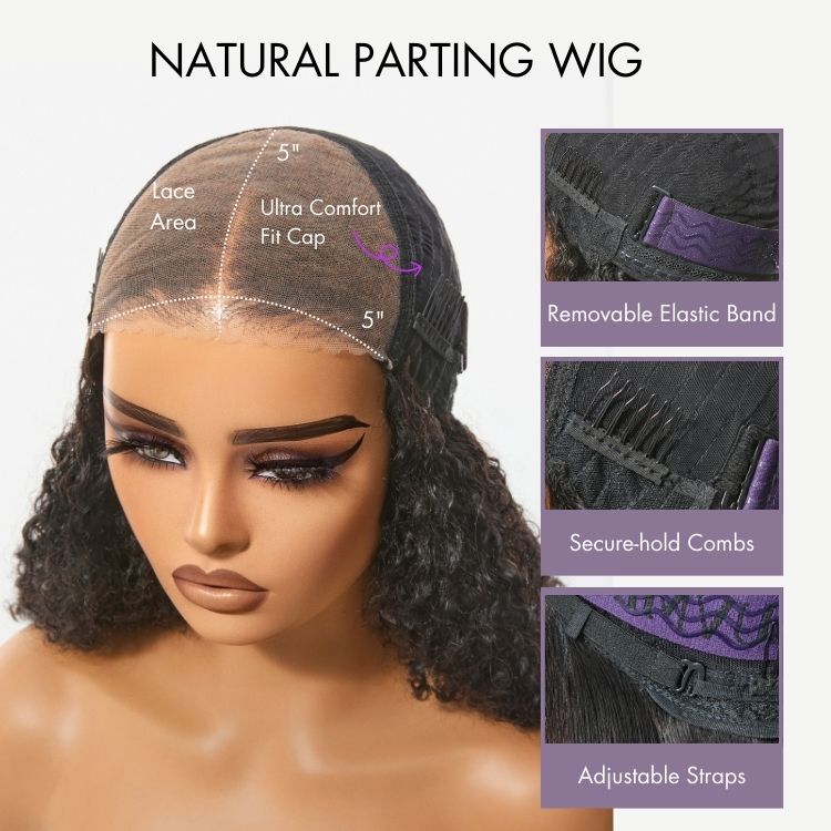 Brown Highlight Wet and Wavy 5x5 Closure Pre-Cut Lace Water Wave Wig Glueless Side Part Human Hair Wig-12