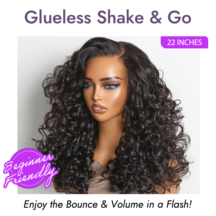 180% Density Bouncy Curls Glueless 5x5 Closure Pre-Cut Lace Layered Curly Wig Breathable Cap-04