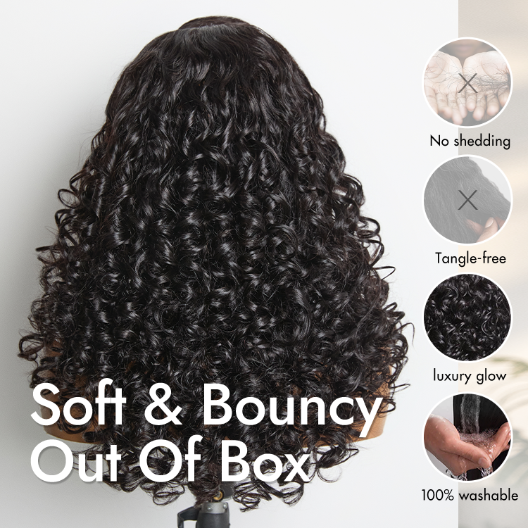 180% Density Bouncy Curls Glueless 5x5 Closure Pre-Cut Lace Layered Curly Wig Breathable Cap-07