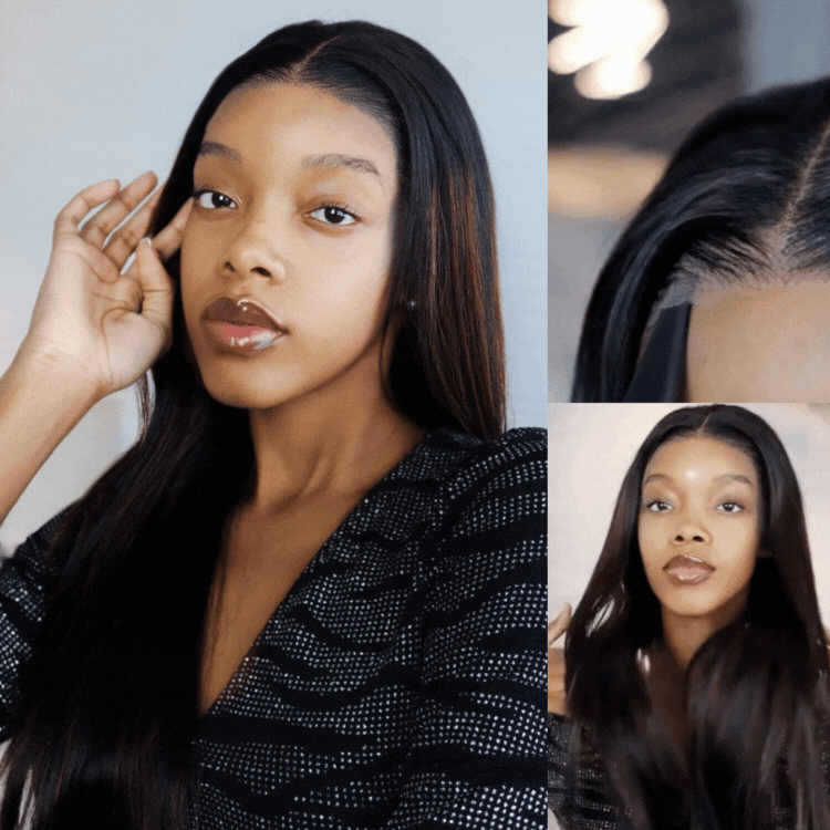 [mrs.khensani.sitoe]'s Special Link PreMax Wigs | Ultra Natural Hairline Brown Highlight & Natural Black Silky Straight Glueless 13x4 Frontal Lace Long Wig Pre-Cut Lace-13