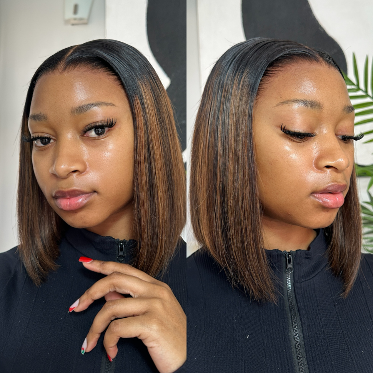 [cynthiamatlaila]'s Special Link PreMax Wigs | Brown Highlight Silky Blunt Cut Bob Glueless Lace Wig With Pre-Bleached Pre-Plucked Pre-Cut Lace-01