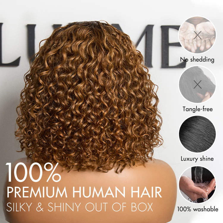 [sthandwa_nzuza]'s Special Link Ombre Brown Highlight Boho Braids Deep Curly Glueless 5x5 Closure Pre-Cut Lace Short Curly Wig 100% Human Hair-06