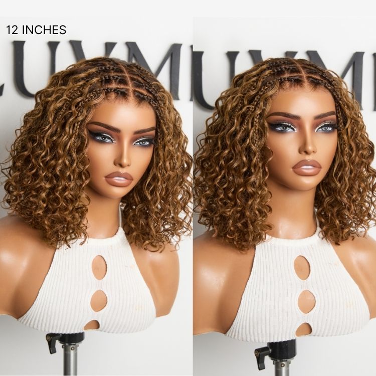 [onela_sigobelwana]'s Special Link Ombre Brown Highlight Boho Braids Deep Curly Glueless 5x5 Closure Pre-Cut Lace Short Curly Wig 100% Human Hair-04