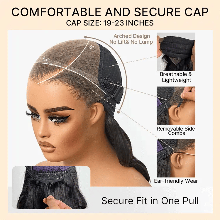 NatureMAX™ 200% / 250% Density Loose Wave Glueless 13x6 HD Lace Front Wig Human Hair Pre-Cut Lace Flexi-Fit Drawstring Cap-19