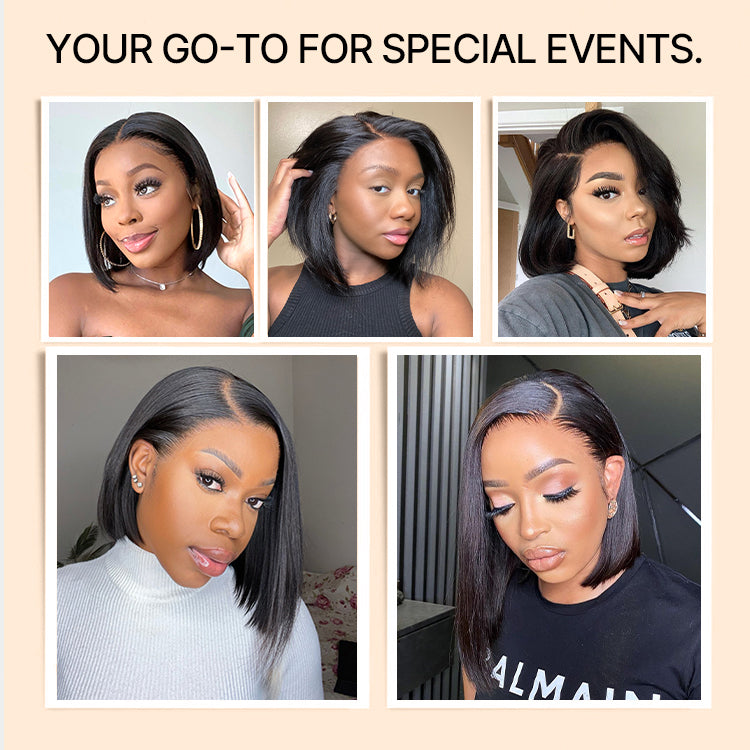 [smatsatsaa]'s Special Link NatureMAX™ Silky Blunt Cut Bob Glueless Ear-to-ear 13x4 HD Lace Front Wig Pre-Cut Lace Flexi-Fit Drawstring Cap-09