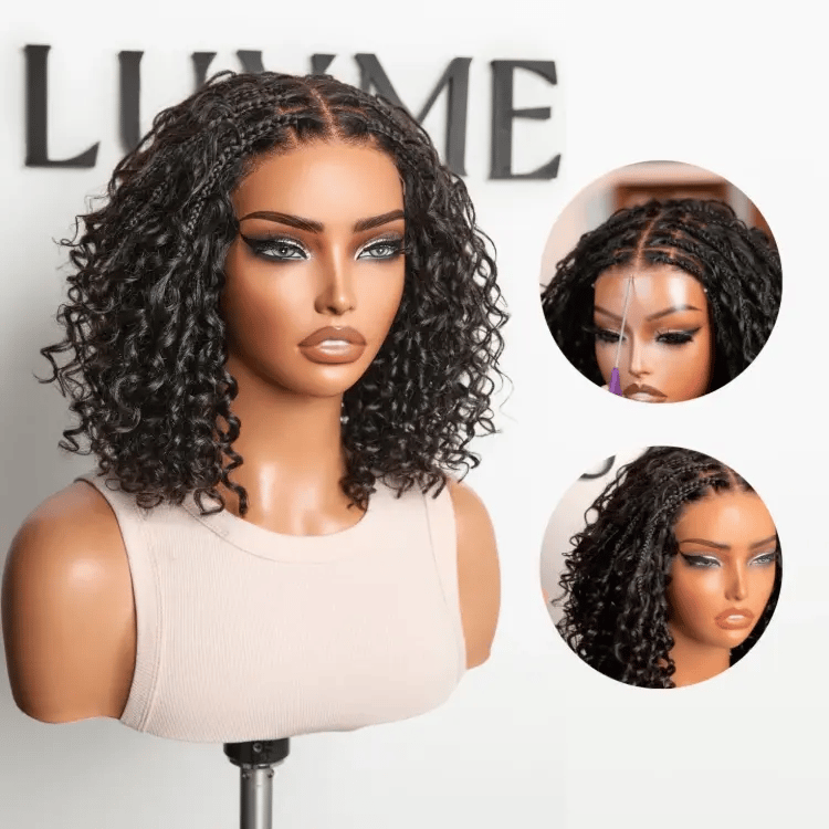 Boho Braids Deep Curly Glueless 5x5 Closure Pre-Cut Lace Short Curly Wig Human Hair-15