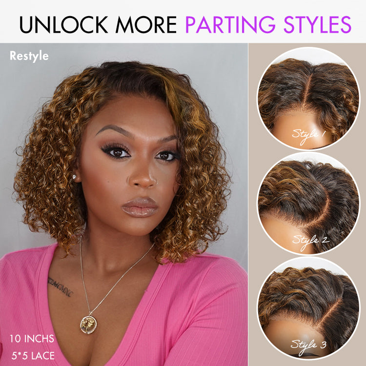 Boho Braids Deep Curly Glueless 5x5 Closure Pre-Cut Lace Short Curly Wig Human Hair-29