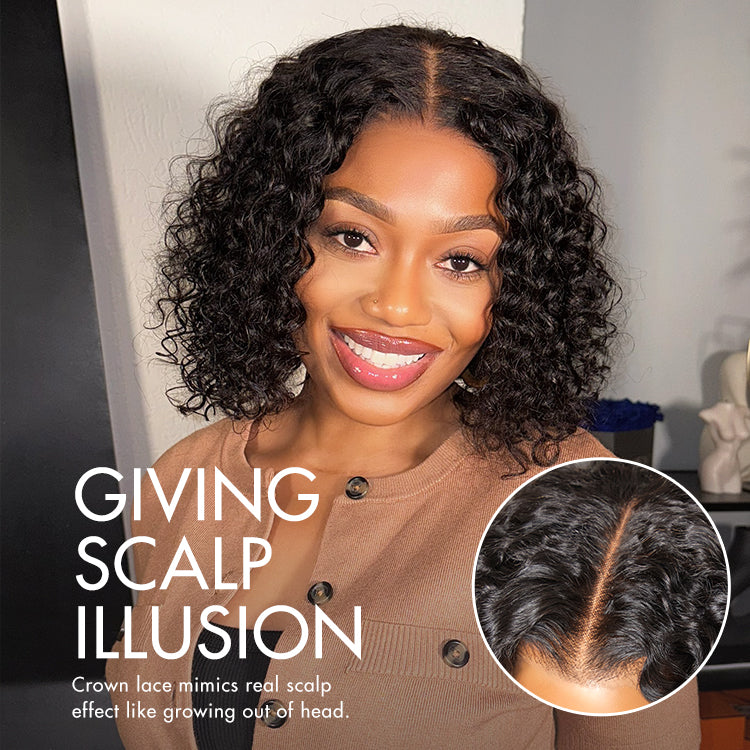 Boho Braids Deep Curly Glueless 5x5 Closure Pre-Cut Lace Short Curly Wig Human Hair-31