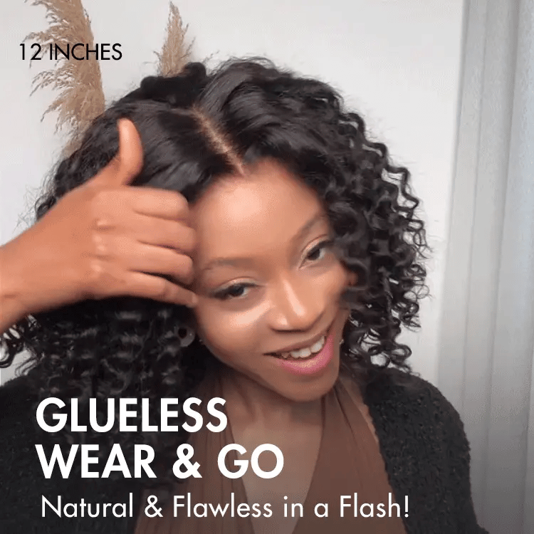 Boho Braids Deep Curly Glueless 5x5 Closure Pre-Cut Lace Short Curly Wig Human Hair-32