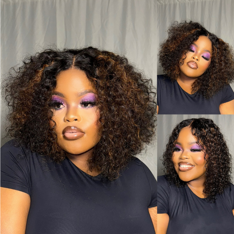 [melomotaung]'s Special Link PreMax Wigs | Highlight Brown 180% Density Deep Wave 4x4 Closure Lace Wig Middle Part 100% Human Hair-01