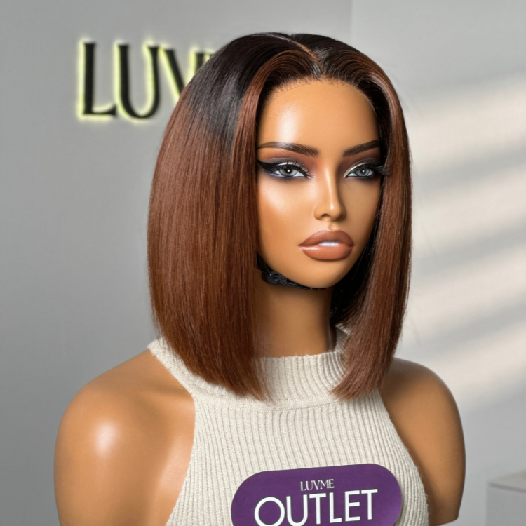 Outlet | Brown with Black Peekaboo 5x5 Closure HD Lace Bob Wig 100% Human Hair-04