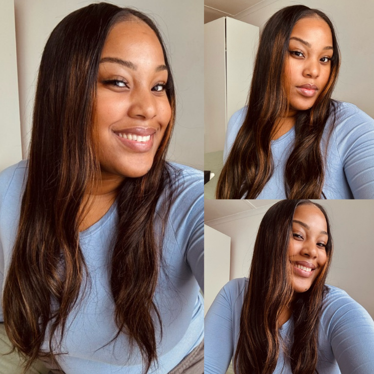 [jackiietarin]'s Special Link PreMax Wigs | Ultra Natural Hairline Brown Highlight & Natural Black Silky Straight Glueless 13x4 Frontal Lace Long Wig Pre-Cut Lace-01