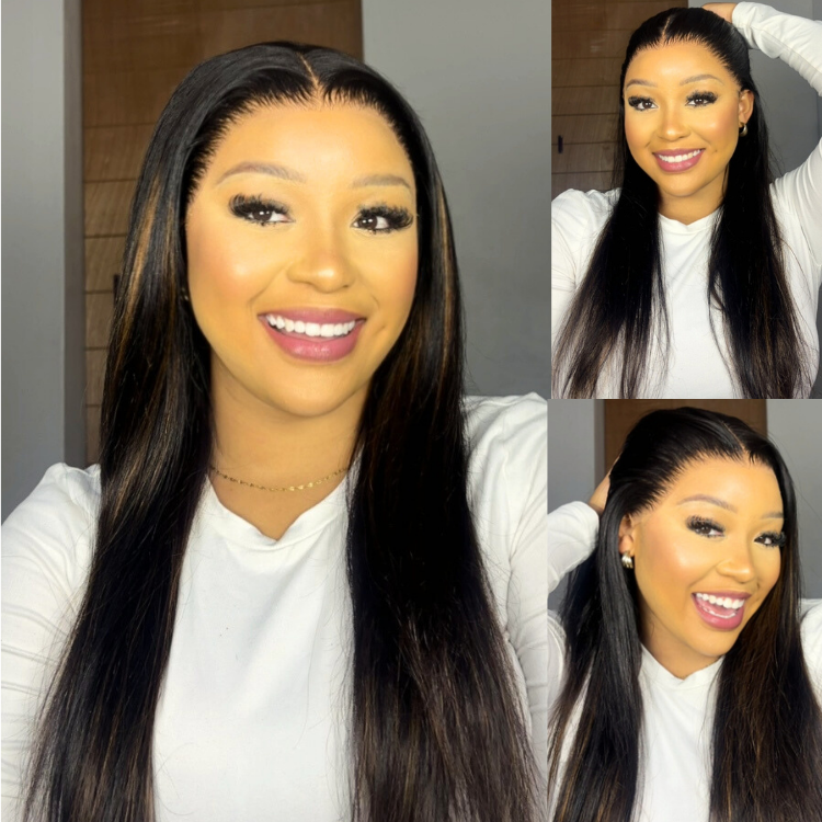 [lesa_molapo]'s Special Link PreMax Wigs | Ultra Natural Hairline Brown Highlight & Natural Black Silky Straight Glueless 13x4 Frontal Lace Long Wig Pre-Cut Lace-01