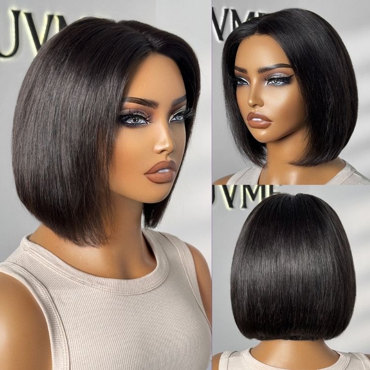 Worth | Natural Black Bob Wigs 13*4 Lace 06 inches Mid Part-01